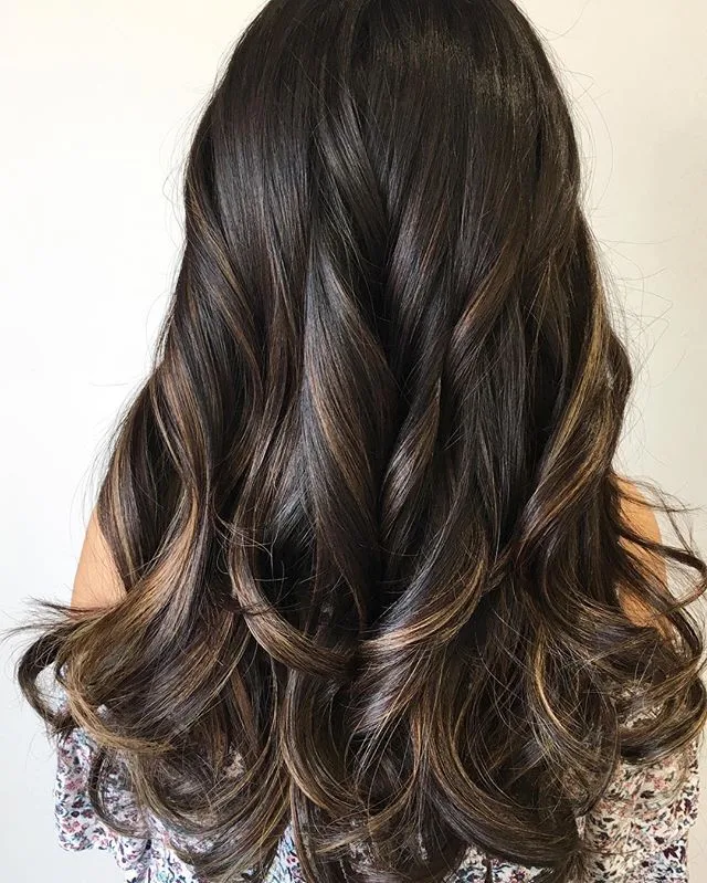 Close-up of caramel balayage